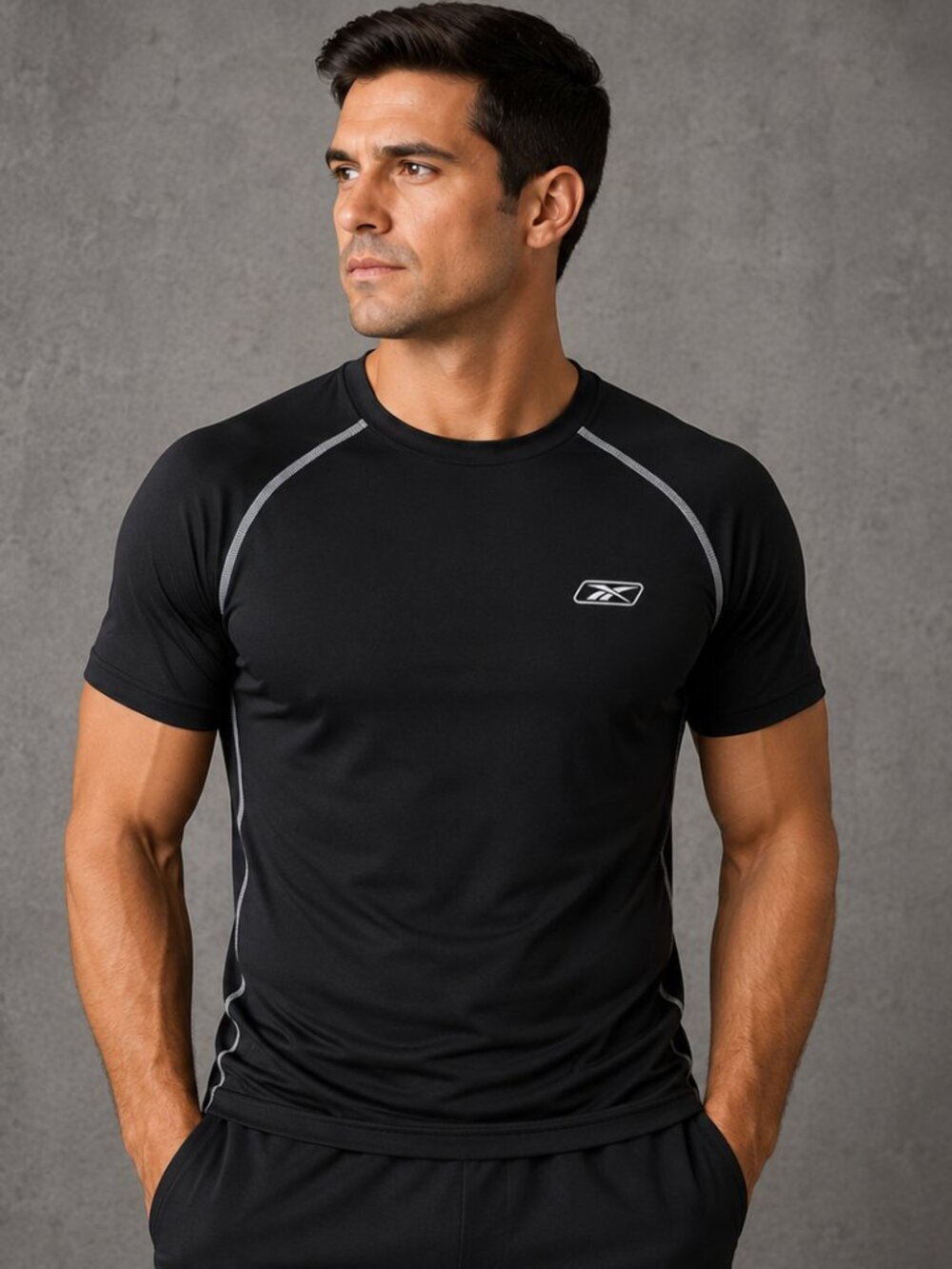 Reebok PlayDry Compression Shirt Men's Size Large Black Athletic Performance